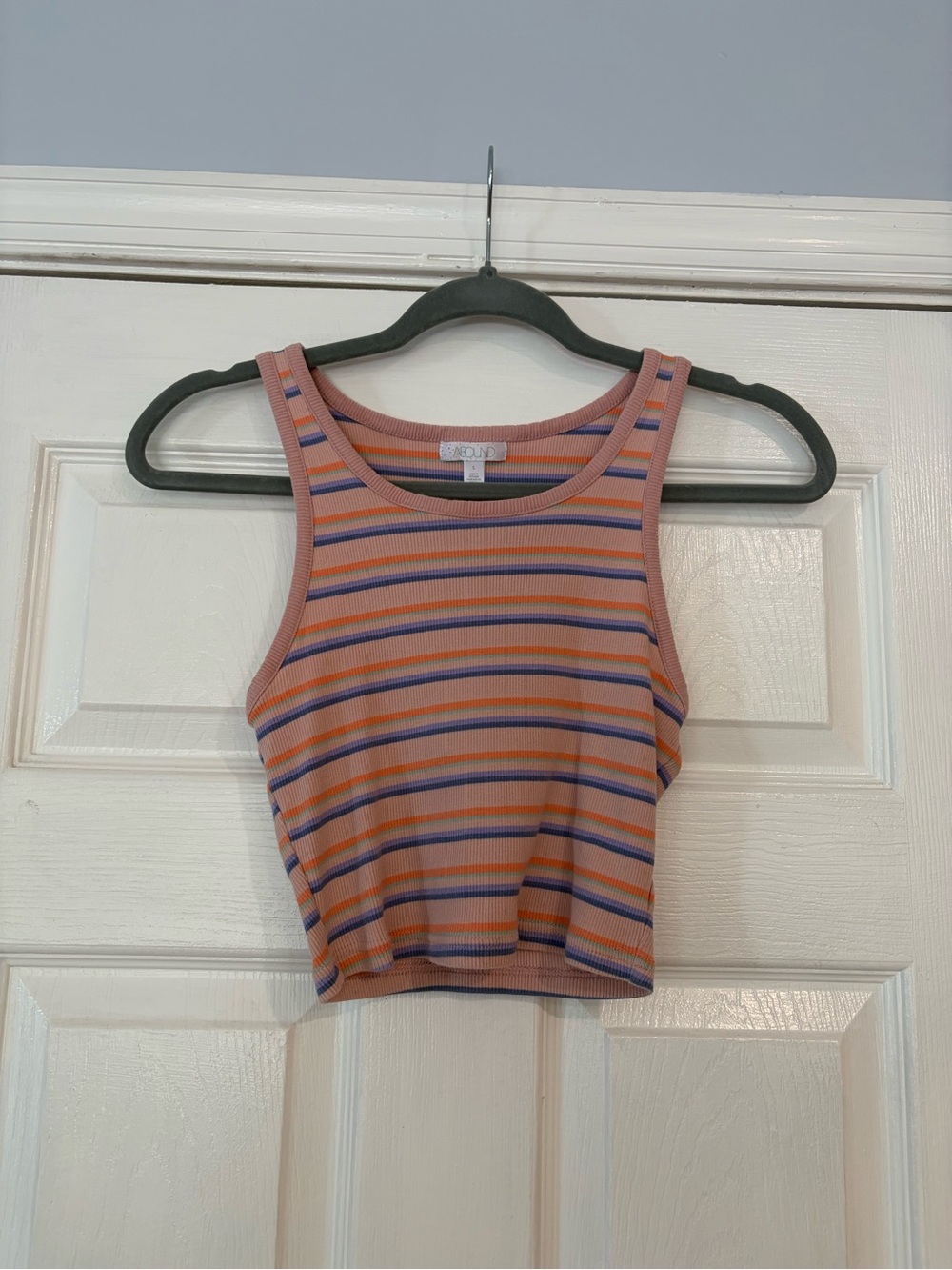 Abound Peach Striped Ribbed Tank Top